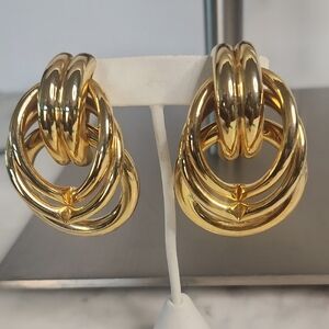 Mia Fiore Triple Loop 18K Goldplated on Bronze Clip-On Earrings